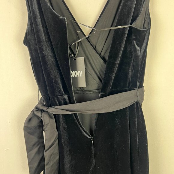 NWT DKNY Velvet Midi Wrap Dress Sleeveless Black Size 12 NEW $139 - Picture 11 of 12